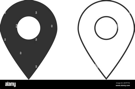 Black Round Geo Location Pin Vector Icon Flat And Outline Version
