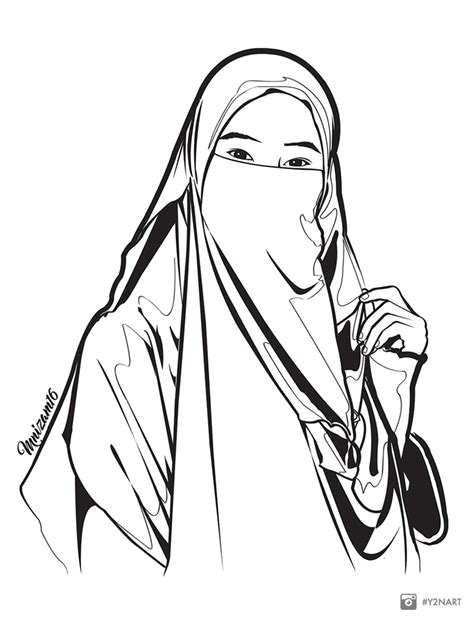 Mewarnai Gambar Wanita Hijab Muslimah Kartun Animasi Kucing Imagesee