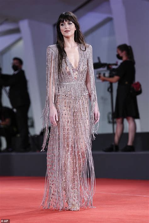 Venice Film Festival Dakota Johnson Dazzles In A Semi Sheer Glitzy Gown Duk News