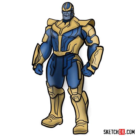 How To Draw Thanos In His Suit Sketchok