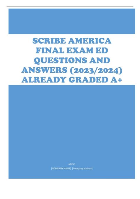 Scribe America Final Exam Ed Questions And Answers 20232024 Already Graded A Scribe
