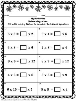 Multiplication Printables Winter By Sue Kelly TpT