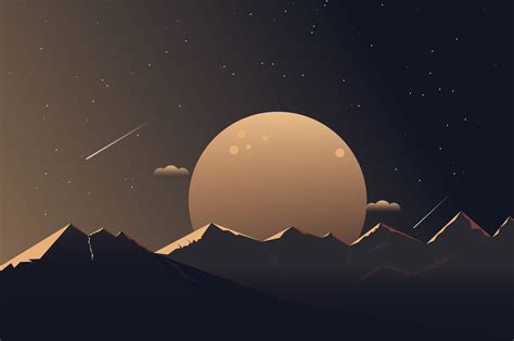 2560x1700 Resolution Moon And Mountains Chromebook Pixel Wallpaper