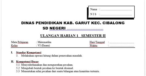 Matematika semester 2 k13 soal kelas 4 matematika pecahan soal kelas 4 matematika bangun ruang soal kelas 4 sd matematika bangun datar soal uts post a comment for soal penilaian akhir semester (pas) kelas 4 matematika. Contoh Latihan Soal: Soal Ulangan Akhir Semester 1 Matematika Kelas 6 Sd