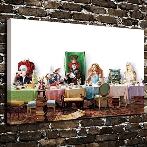 2020 Framed Modern Giclee Hd Print Art Alice In Wonderland For Dinner