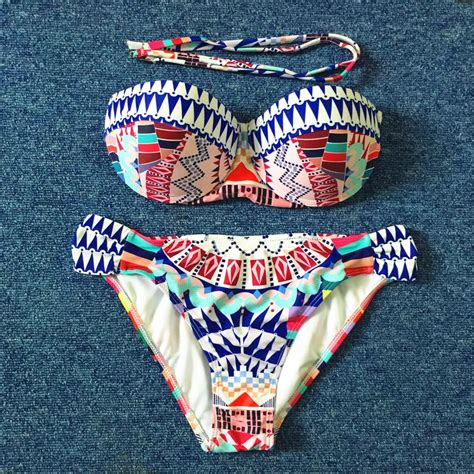 2016 Sexy Retro Bikini Brazilian Bikinis Set Swimwear Women Push Up Padded Bandage Swimsuit