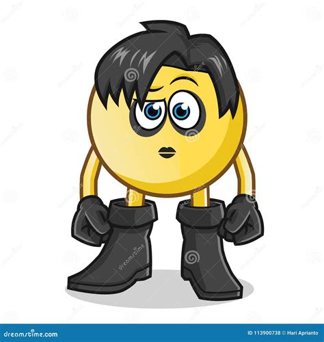 Emoticon Emo Mascot Vector Cartoon Illustration Stock Vector