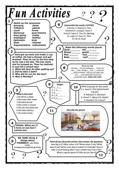 Fun Printable English Worksheets Joseph Leiths Kids Worksheets