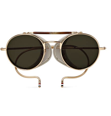 Lyst Thom Browne Round Frame Gold Tone Sunglasses In Black For Men