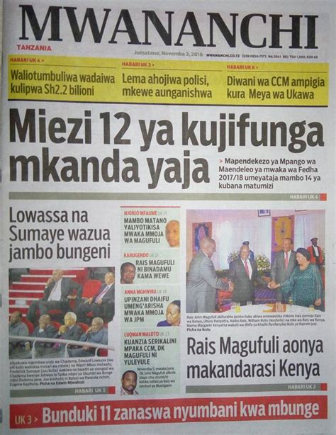 Rweyemamu Info Blog Kurasa Za Magazeti Ya Tanzania Jumatano Novemba 22016