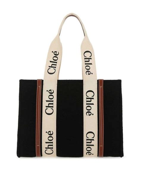 Chloé Leather Woody Logo Detailed Medium Tote Bag In Black Lyst Australia