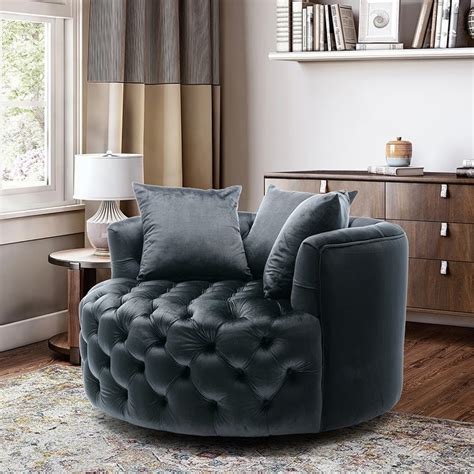 Modern Swivel Round Accent Chair Barrel Chair For Living Room 
