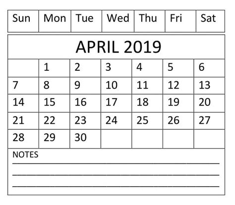 April 2019 Editable Calendar Calendar Word Word Template Calendar
