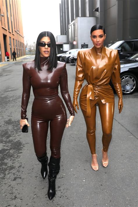 Kim Kardashians Balmain Latex Looks At Paris Fashion Week Popsugar Fashion