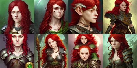“portrait Of A Female Halfling Cleric With Red Hair Stable Diffusion