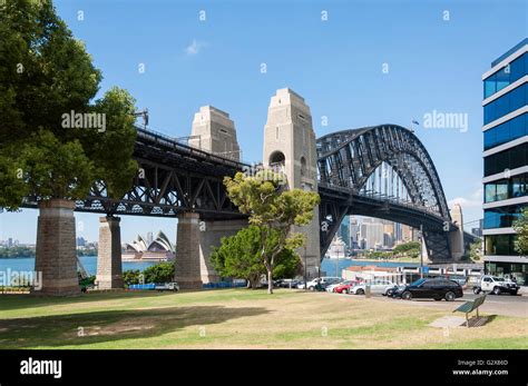 view of sydney harbour bridge and opera house from bradfield park milsons point sydney new