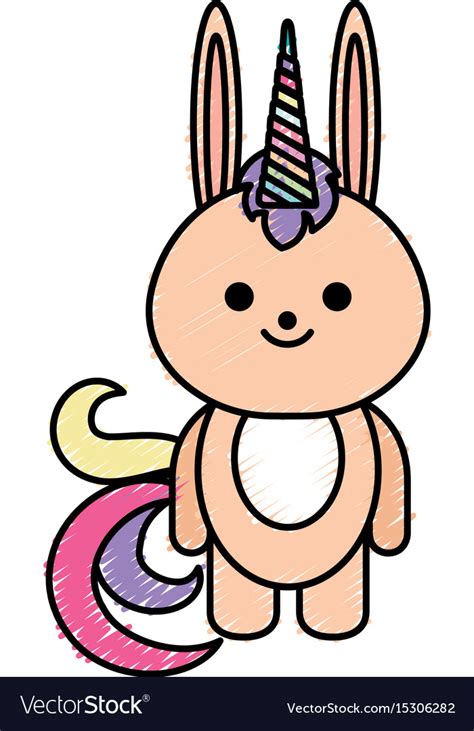 Cute Fantasy Rabbit With Unicorn Horn Royalty Free Vector