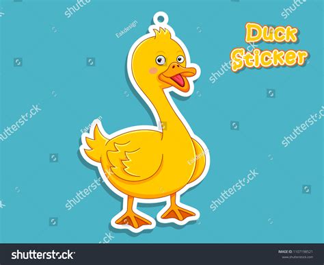 Cute Cartoon Duck Sticker Vector Illustration Stock Vector Royalty