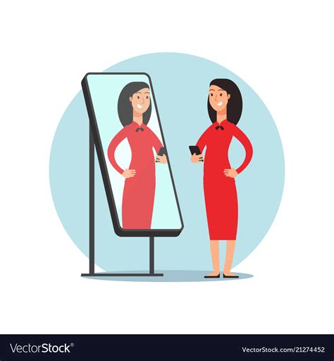 Sexy Black Hair Woman In Red Dress Makes Selfie Vector Image