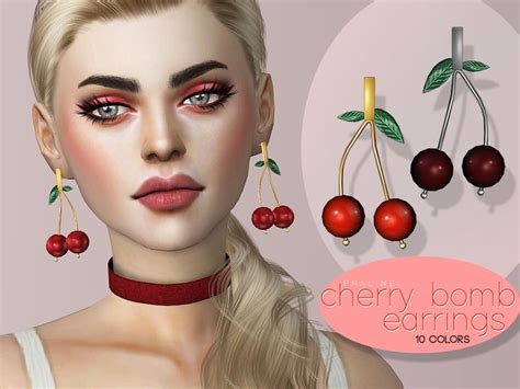 Stylish Cherry Bomb Earrings By Pralinesims