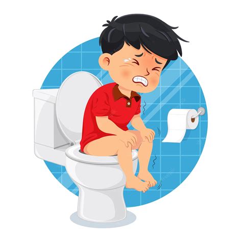 Premium Vector Little Boy Sitting On The Toilet He Has Suffered From