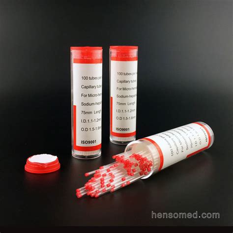 Heparinized Glass Hematocrit Capillary Tubes Red Top