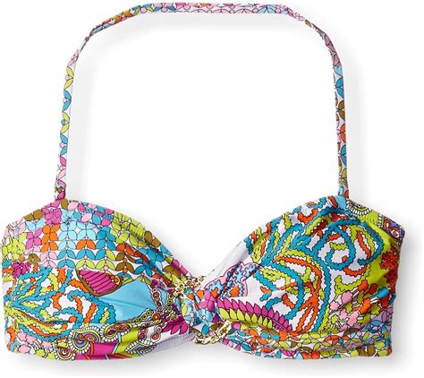 Amazon Com Trina Turk Women S Coral Reef Twist Bandeau Bikini Top Multi XS Clothing