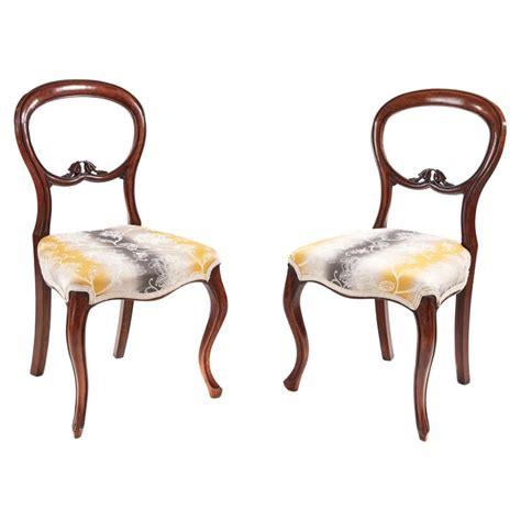 Pair Of Victorian Walnut Bedroomside Chairs For Sale At 1stdibs