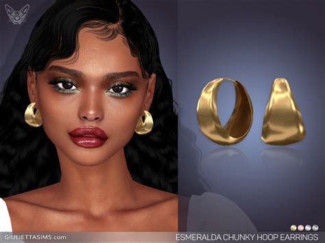 The Sims Resource Esmeralda Chunky Hoop Earrings