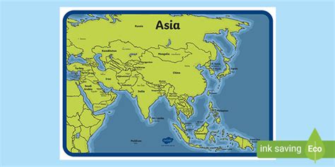 Map Of Asia With Names Teacher Made