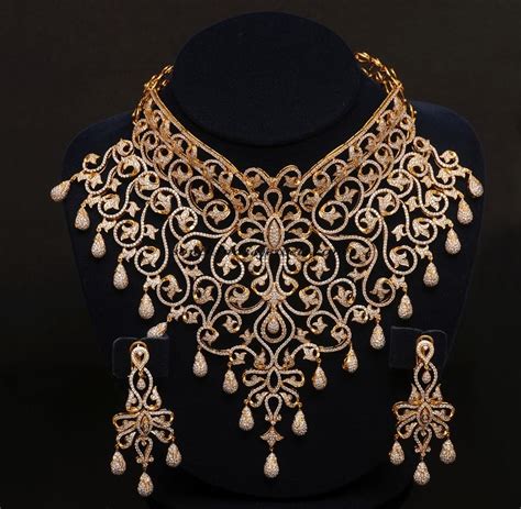 diamond choker with matching earrings south india jewels