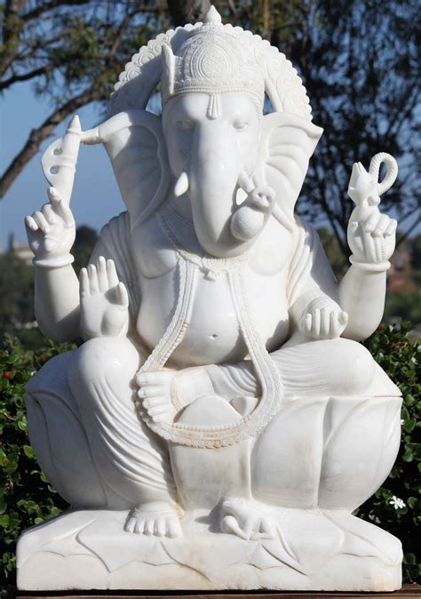 Sold White Marble Large Ganesh Statue 47 90wm68 Hindu Gods