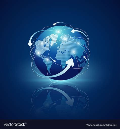 Globe Connections Network Design On Blue Background Vector