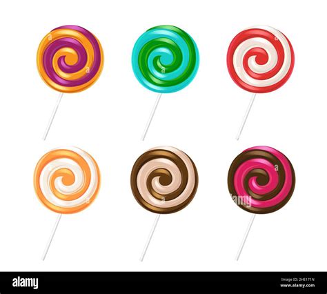 Lollipop Candy Vector Set Design Lollipops Stick Kids Dessert