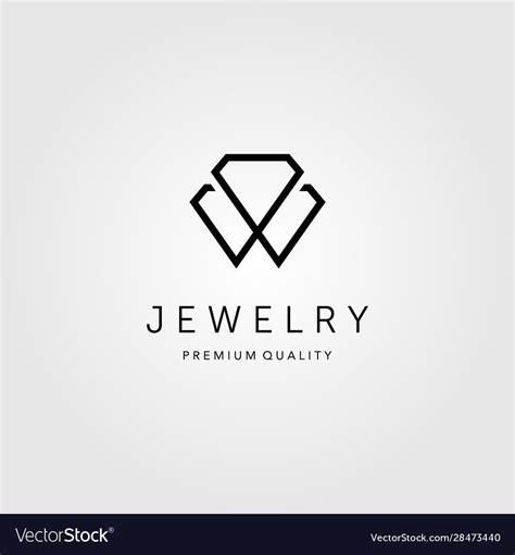 Line Art Diamond Jewelry Logo Design Royalty Free Vector