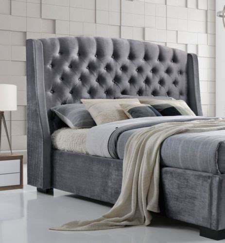 Ifc Brando Wing Back Chesterfield King Size Bed Frame Grey For Sale Online Ebay