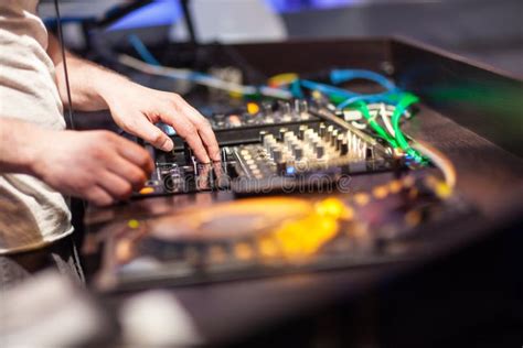 Dj Mixing Music On Console Stock Image Image Of Circle 56300559