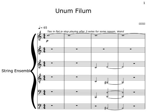 Unum Filum Sheet Music For String Ensemble