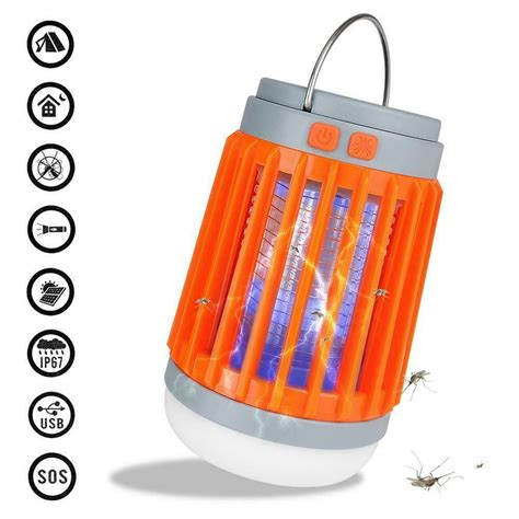 Solar Bug Zapper Led Camping Lantern Portable Waterproof Mosquito