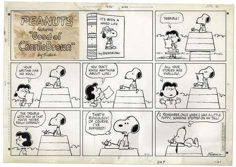 Lot Detail Charles Schulz Hand Drawn Sunday Peanuts Comic Strip From 1974 Featuring Snoopy