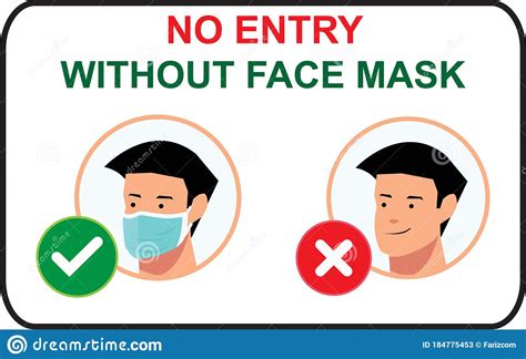 No Entry without Face Mask or Wear a Mask Icon. Stock Vector ...