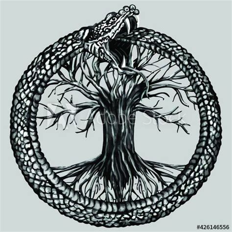 Ouroboros With The Tree Of Life Ouroboros Yggdrasil Tattoo Tree Of
