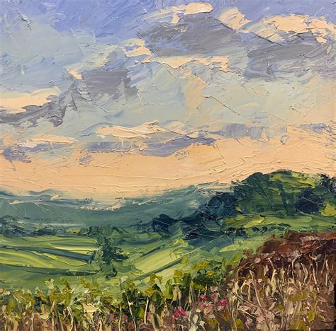 Colin Halliday Rapeseed Field Impasto Landscape Oil Painting By