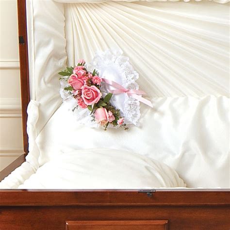 Pink Satin Heart Casket Pillow