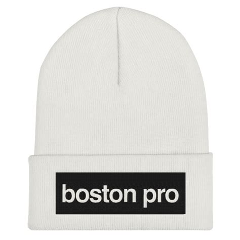 Boston Pro White Cuffed Beanie Mon Ethos Pro Shop