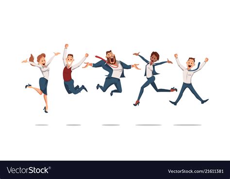 Happy Office Workers Jumping Royalty Free Vector Image