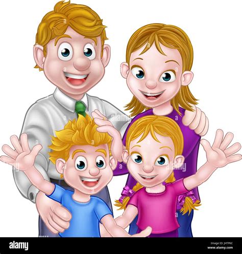 Los Padres Y Los Niños De Dibujos Animados Imagen Vector De Stock Alamy