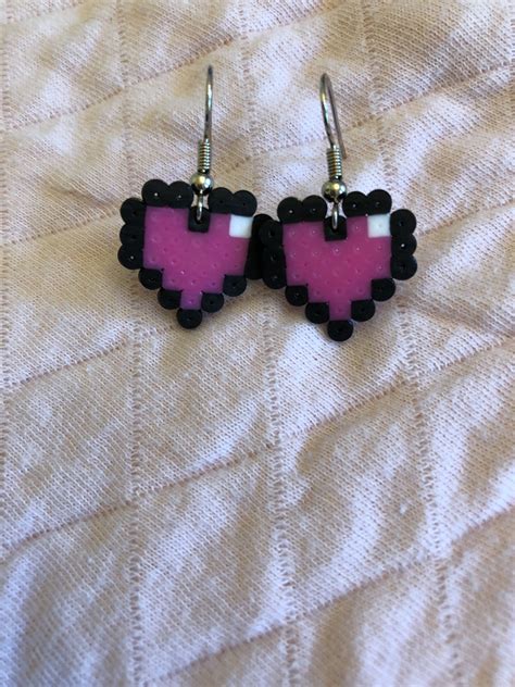 Pin By Dawn On Perler Beads Heart Earrings Perler Beads Beads