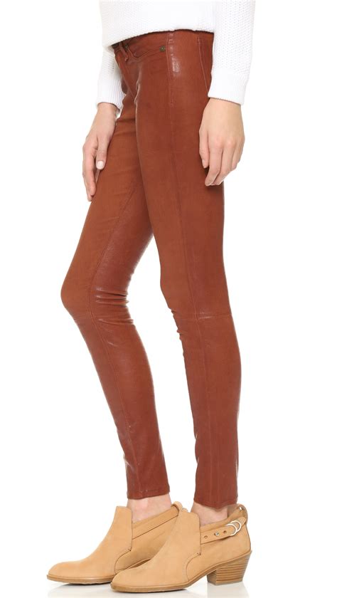 rag and bone the leather skinny pants in brown lyst