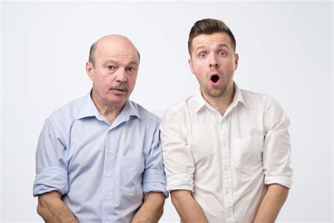 Two Men Mature Father And Son Excited Shocking Extremely Surprise